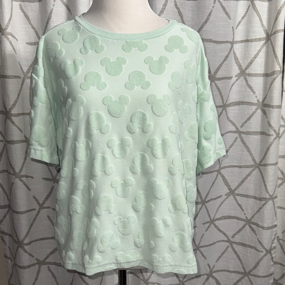Mint Green Mickey Mouse Embossed Top
